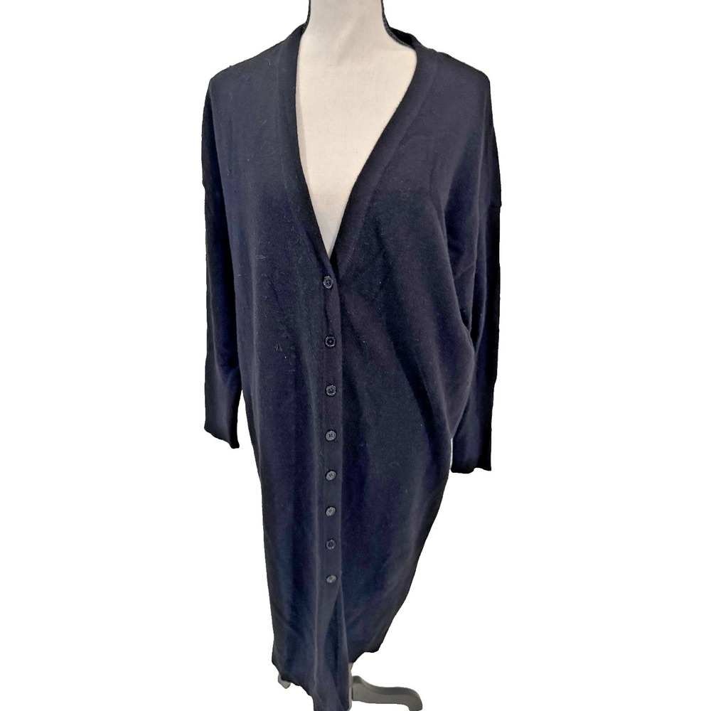 Torrid Long Black Button-Down Cardigan Sweater Sz 00 (M) Lightweight Duster Knit